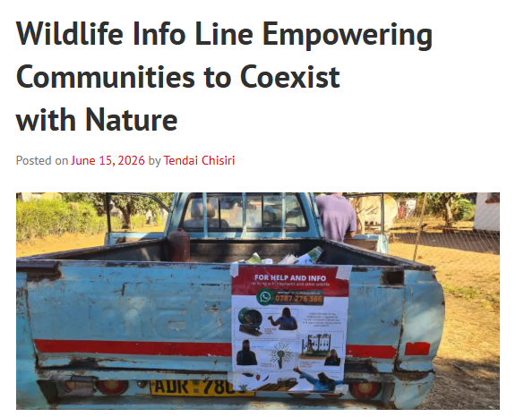 A Wildlife Info poster is seen on the back of a vehicle | Wild Africa
